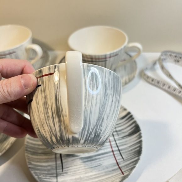 Stetson MCM Atomic Retro Prim Rose China  Teacups Saucers HIAWATHA  Set 3 - Picture 8 of 8